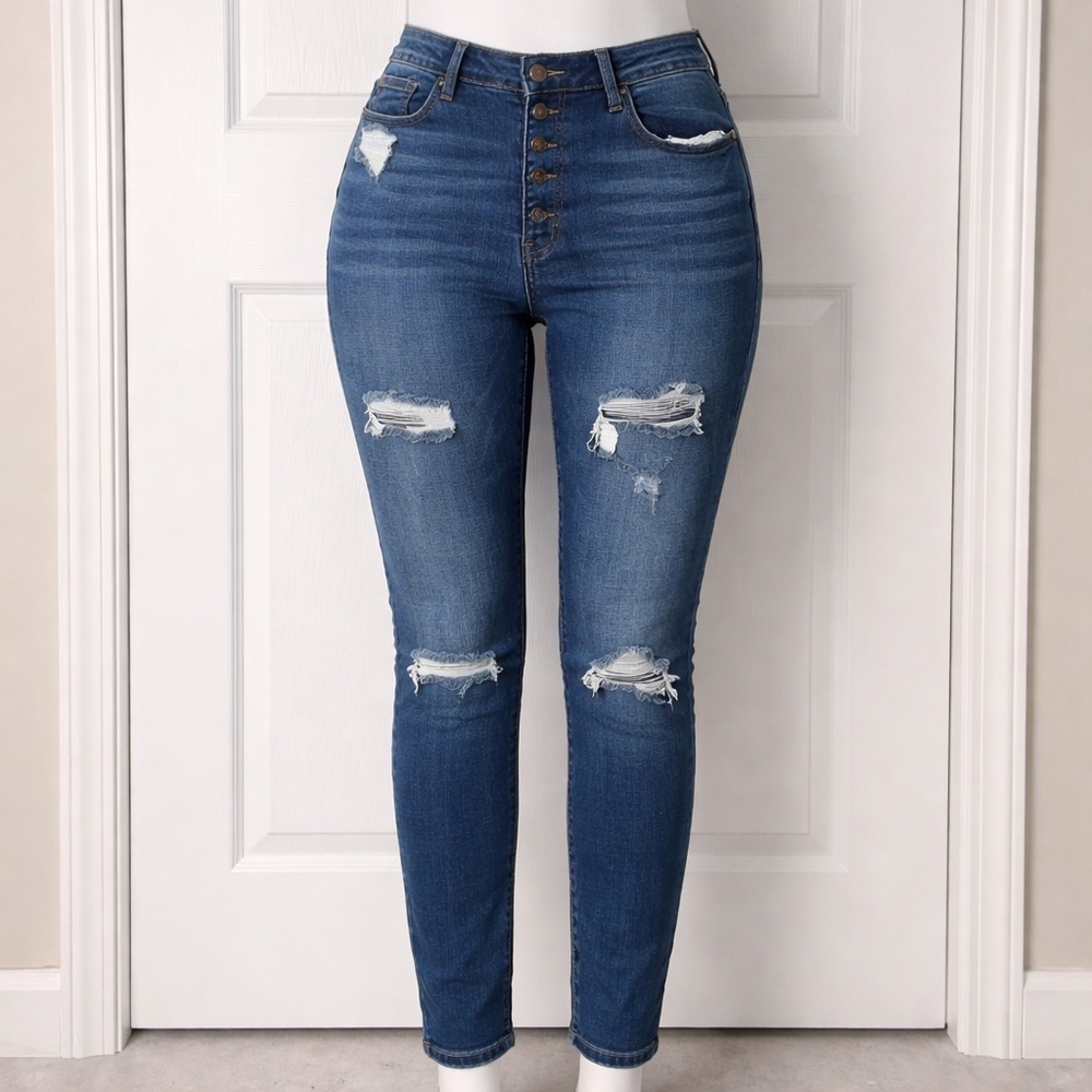 Judy Blue Women jeans, size 22W skinny fit Distressed high waisted button